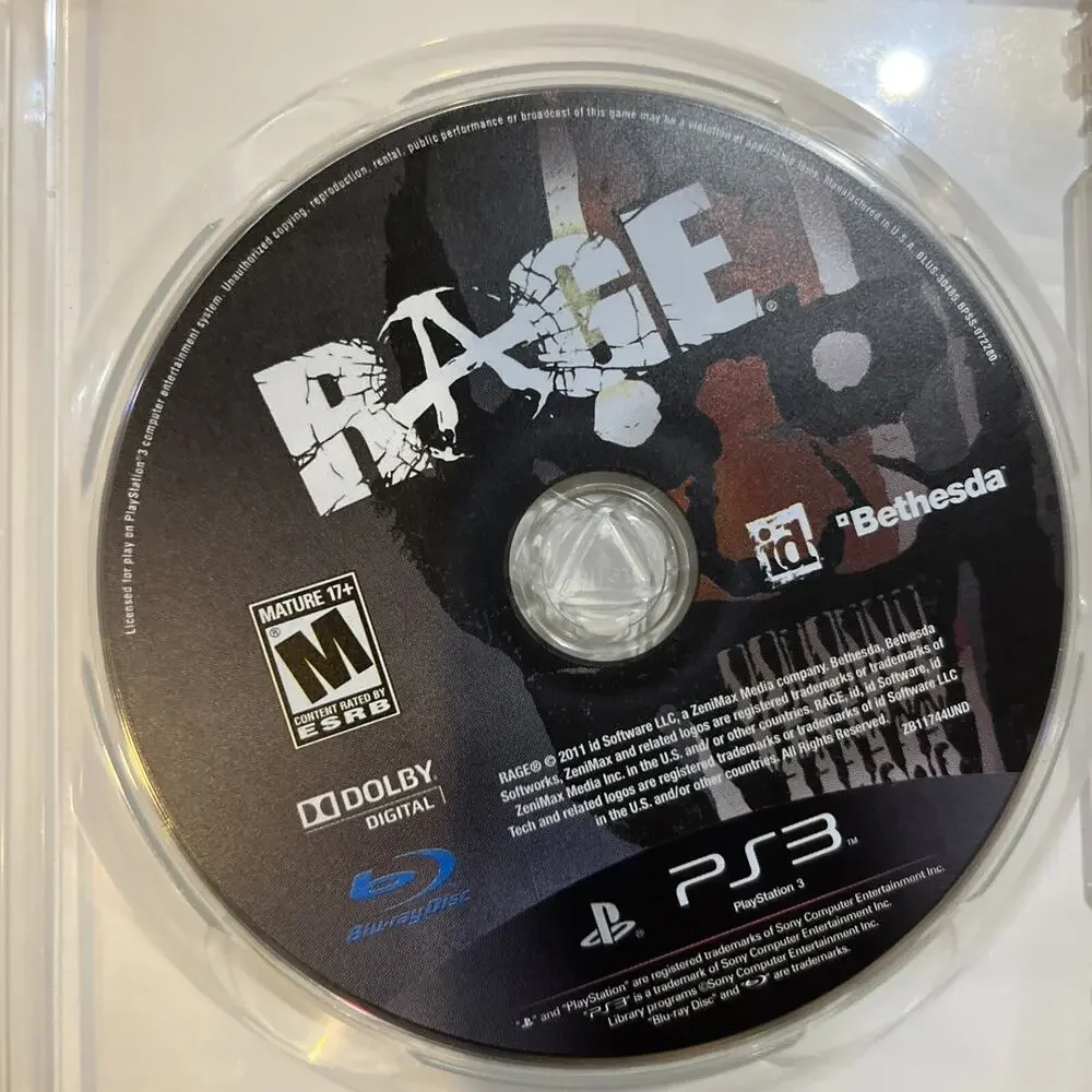 Rage - PS3 - CIB. Tested. No Scratches. Artwork Damage.